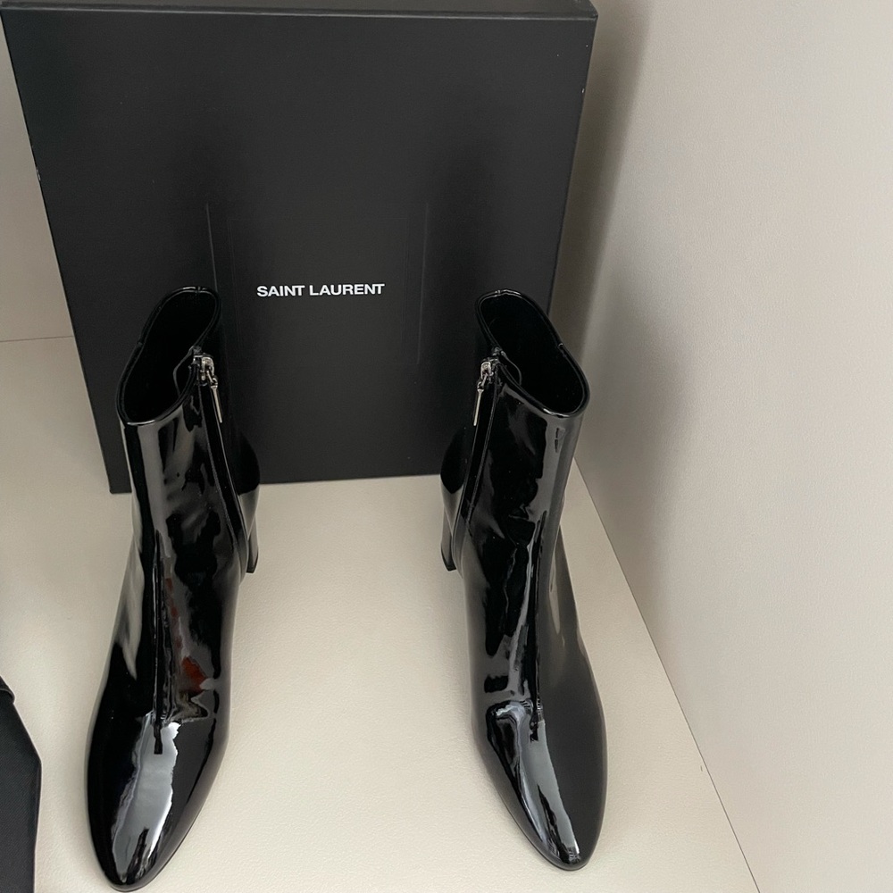 YSL Patent Booties